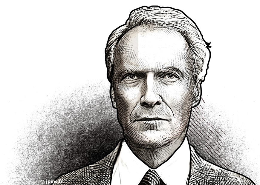 Illustration Hedcut Clint Eastwood
